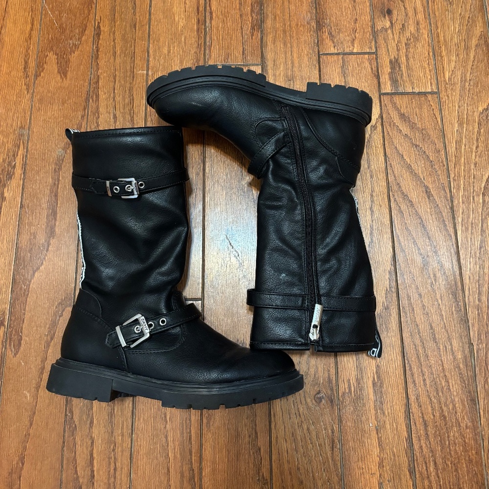 Women’s DKNY black biker boots mid calf length size 5